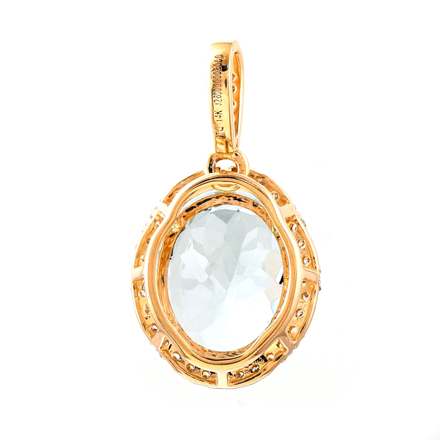 2.49 Ct Oval Mixed Cut Natural Aquamarine 14K Gold Pendant