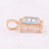 1.38 Ct Octagon Blue Topaz 9K Gold Pendant