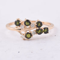 0.52 Ct Round Natural Green Tourmaline 14K Gold Ring