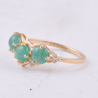 1.64 Ct Round Cabochon Cut Natural Emerald 14K Gold Ring