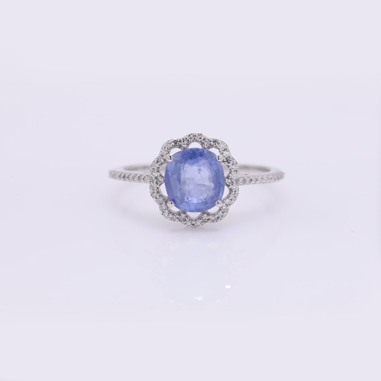 2.18 Ct Cushion Mixed Cut Natural Sapphire 950 Platinum Ring