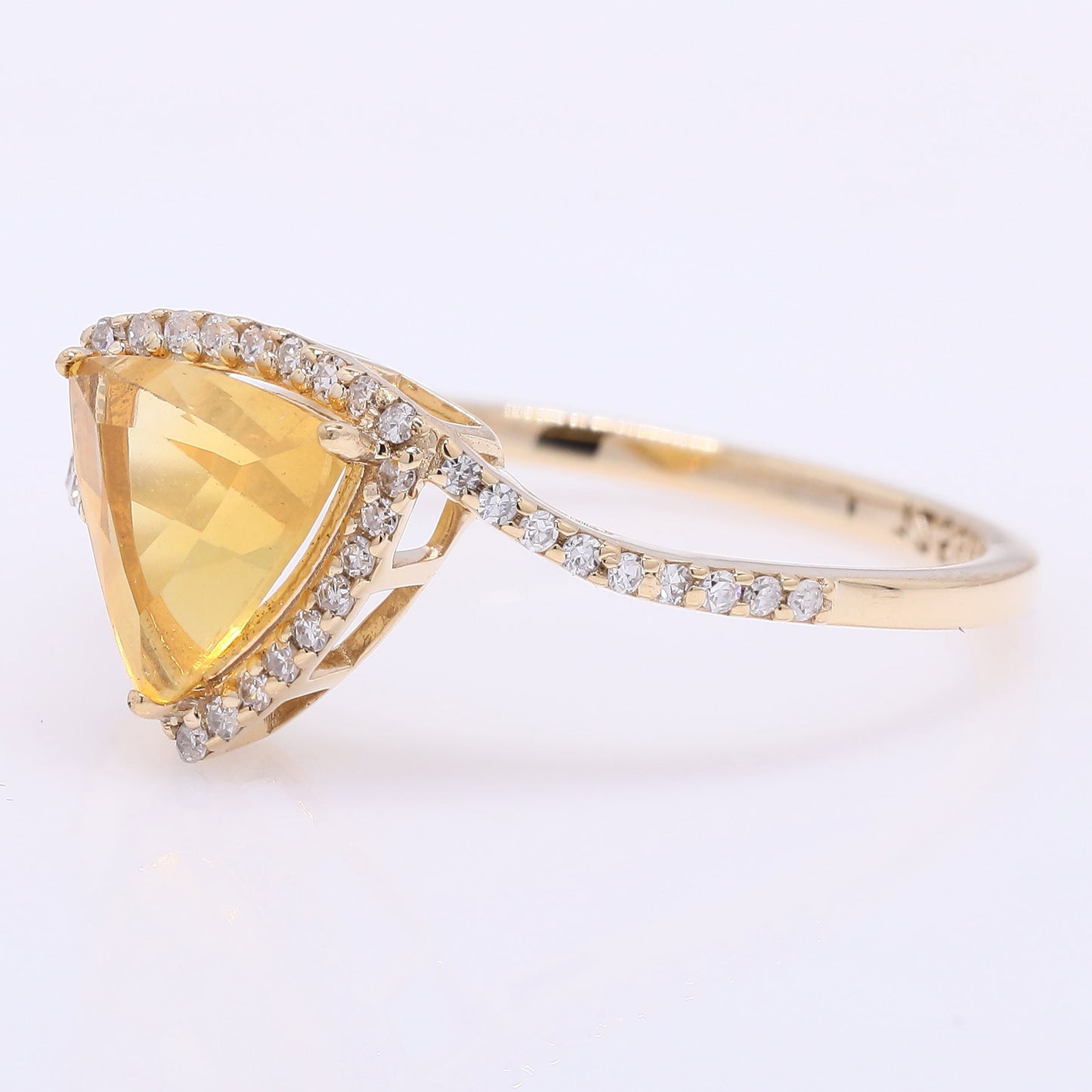 0.84 Ct Triangle Mixed Cut Natural Fire Opal 14K Gold Ring