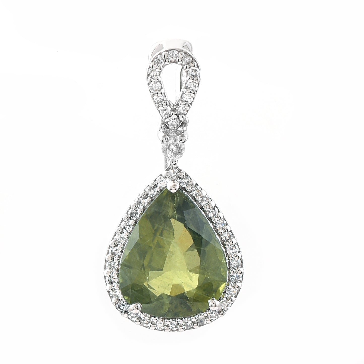 2.83 Ct Pear Mixed Cut Natural Green Sapphire 950 Platinum Pendant