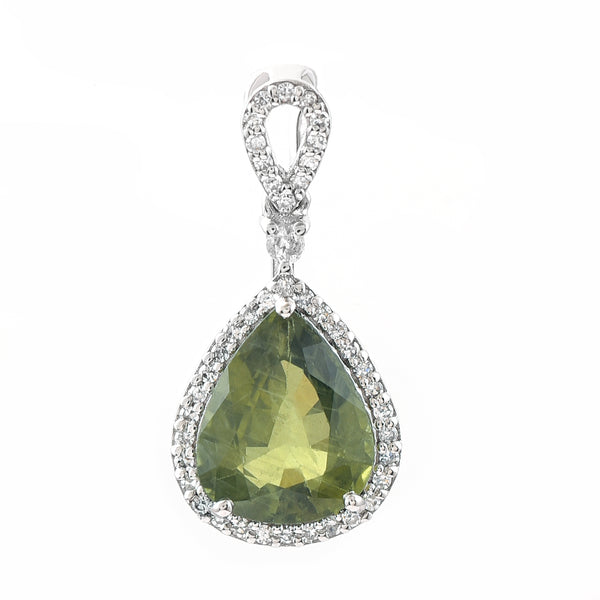 2.83 Ct Pear Mixed Cut Natural Green Sapphire 950 Platinum Pendant