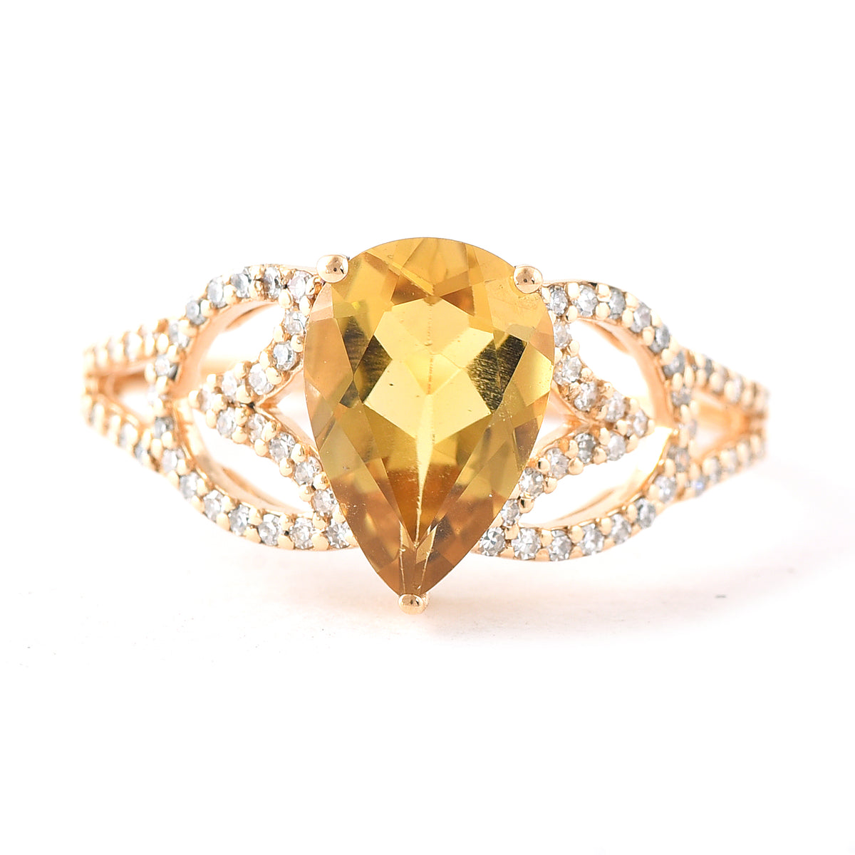 1.81 Ct Pear Mixed Cut Natural Tourmaline 14K Gold Ring
