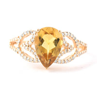 1.81 Ct Pear Mixed Cut Natural Tourmaline 14K Gold Ring