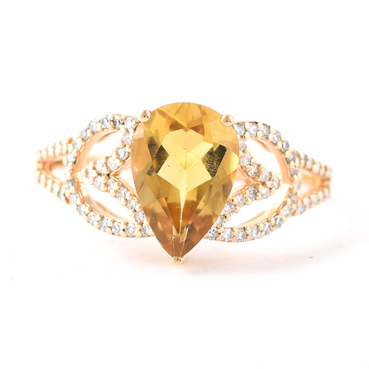 1.81 Ct Pear Mixed Cut Natural Tourmaline 14K Gold Ring
