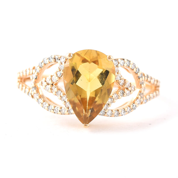 1.81 Ct Pear Mixed Cut Natural Tourmaline 14K Gold Ring