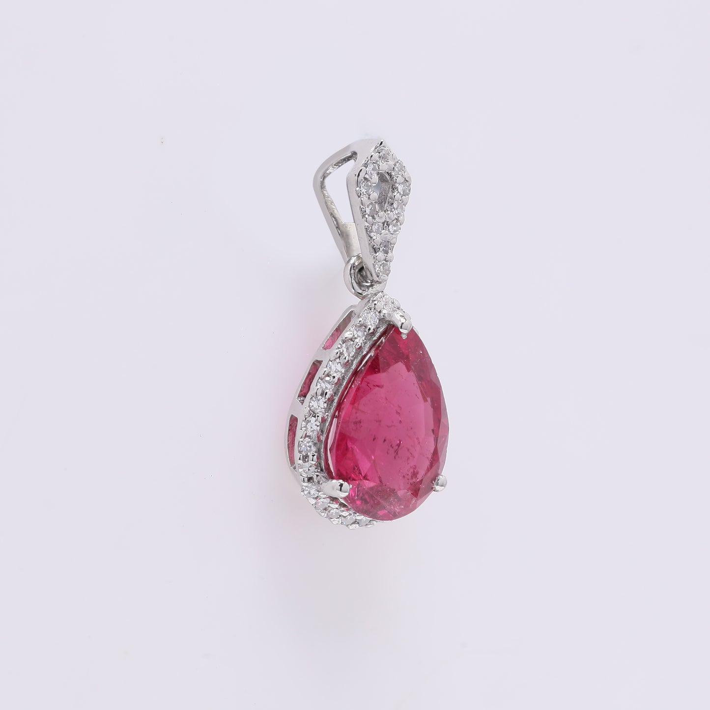 2.02 Ct Pear Mixed Cut Natural Pink Tourmaline 950 Platinum Pendant
