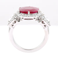 7.34 Ct Oval Ruby 950 Platinum Ring