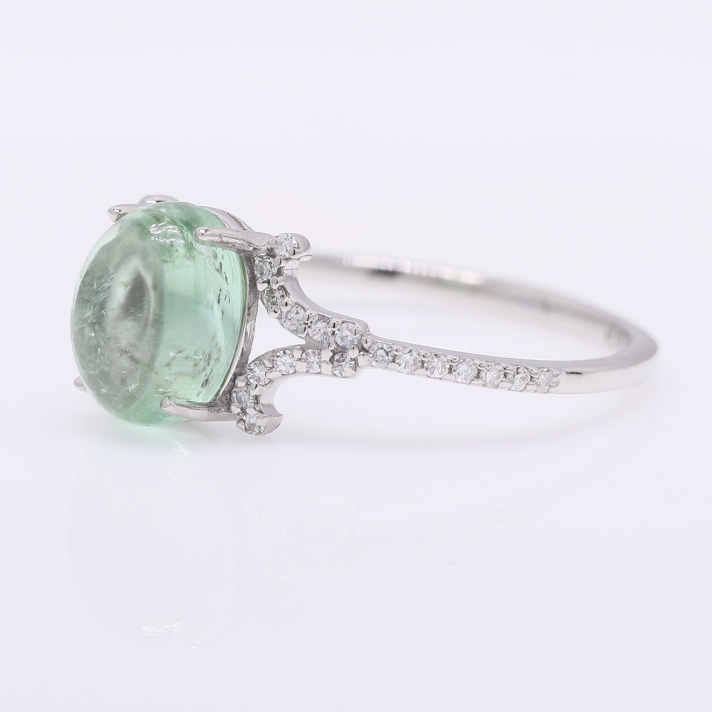 1.95 Ct Oval Cabochon Cut Natural Tourmaline 950 Platinum Ring