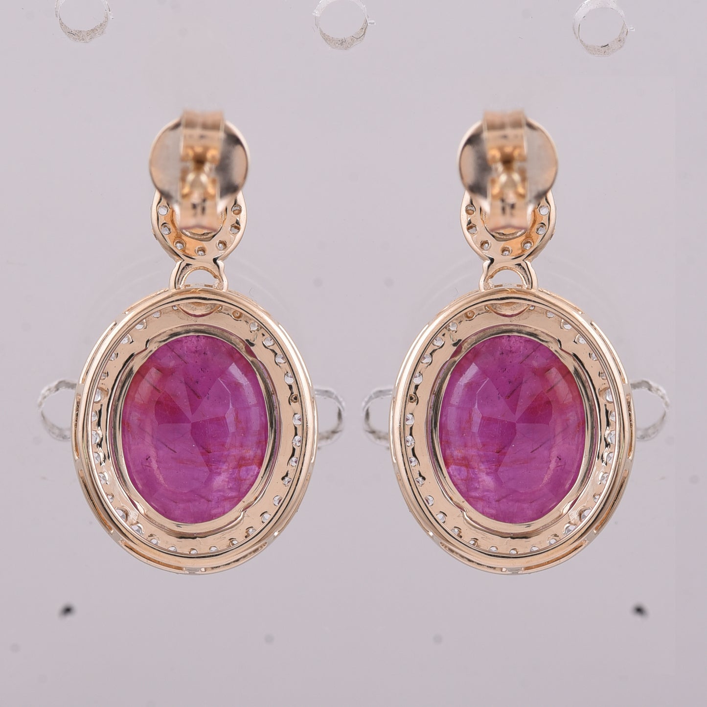 6.89 Ct Oval Ruby 9K Gold Earrings