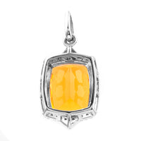 2.93 Ct Cushion Mixed Cut Natural Fire Opal 950 Platinum Pendant