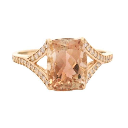 2.32 Ct Cushion Oregon Sunstone 14K Gold Ring