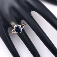2.39 Ct Oval Mixed Cut Natural Sapphire 14K Gold Ring