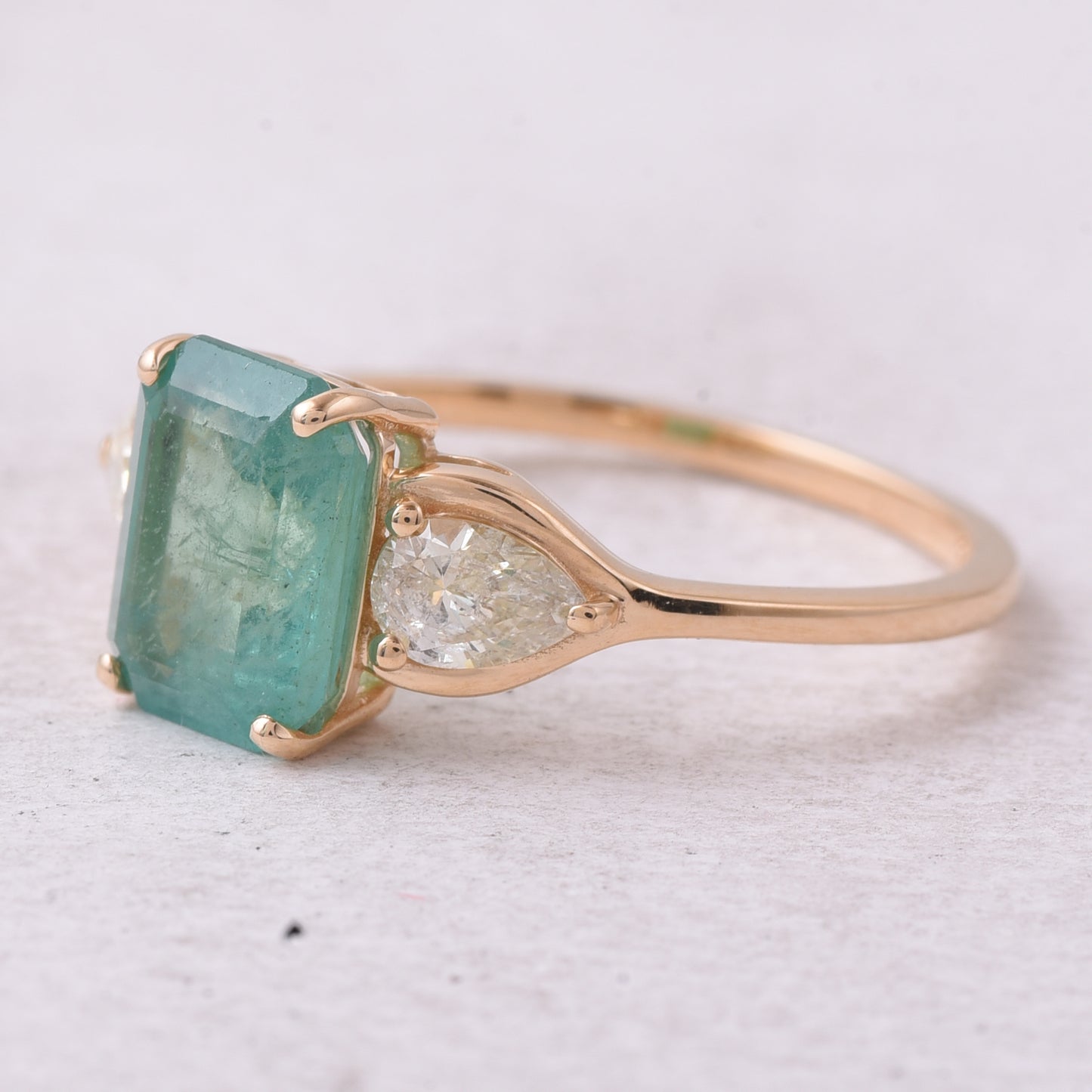 2.22 Ct Octagon Step Cut Natural Emerald 14K Gold Ring