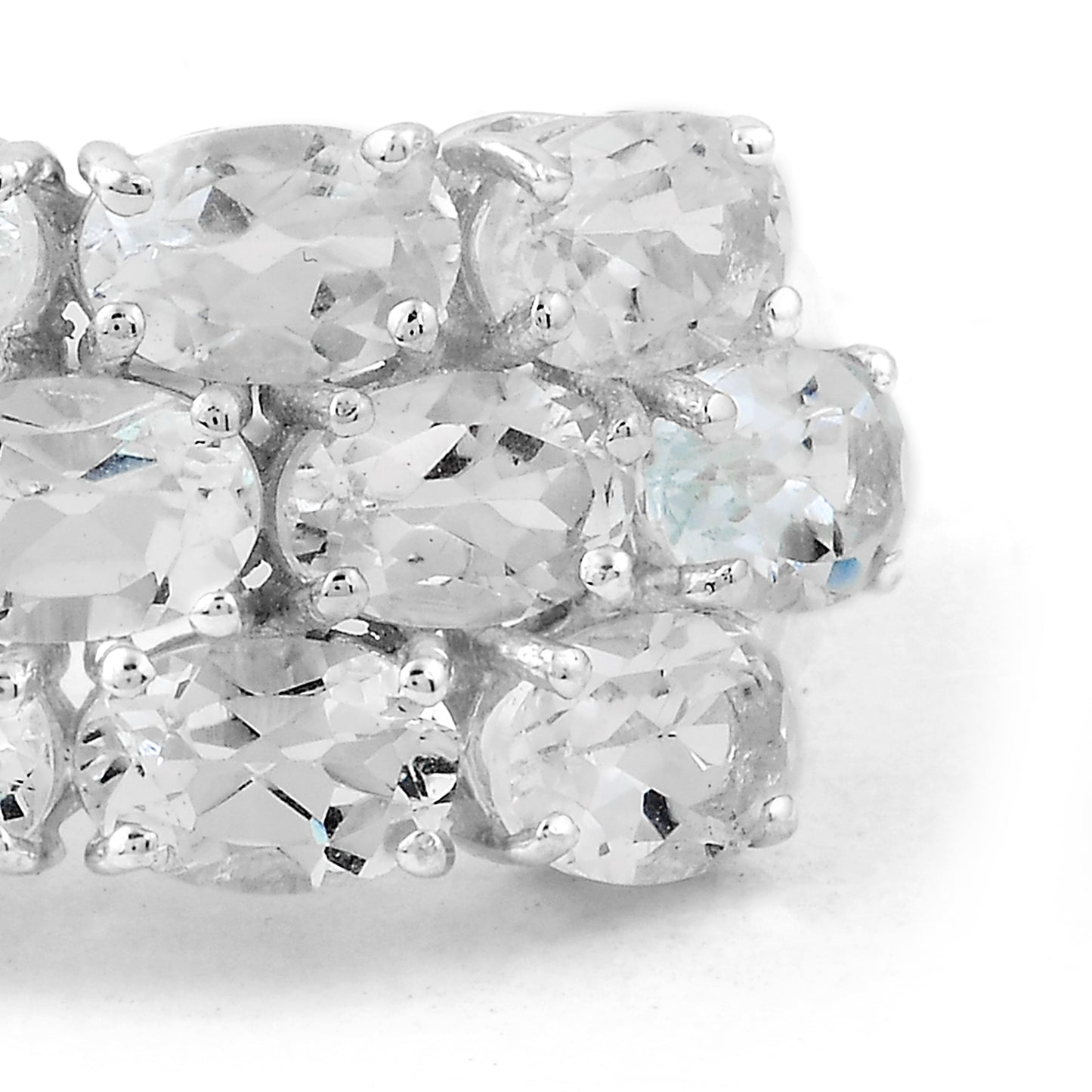 7.45 Ct Oval White Topaz, 925 Sterling Silver Ring