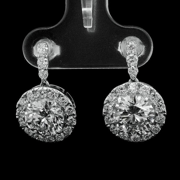 4.25 Ct Round Lab Grown Diamond 14K Gold Earrings