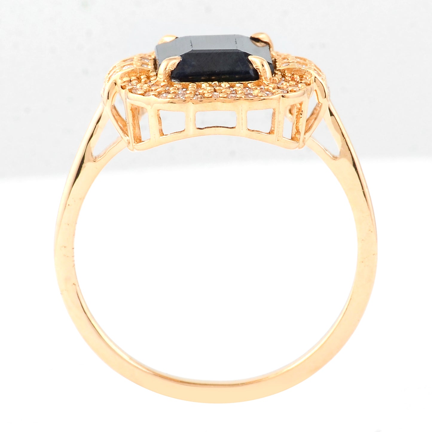 2.74 Ct Octagon Step Cut Natural Sapphire 14K Gold Ring