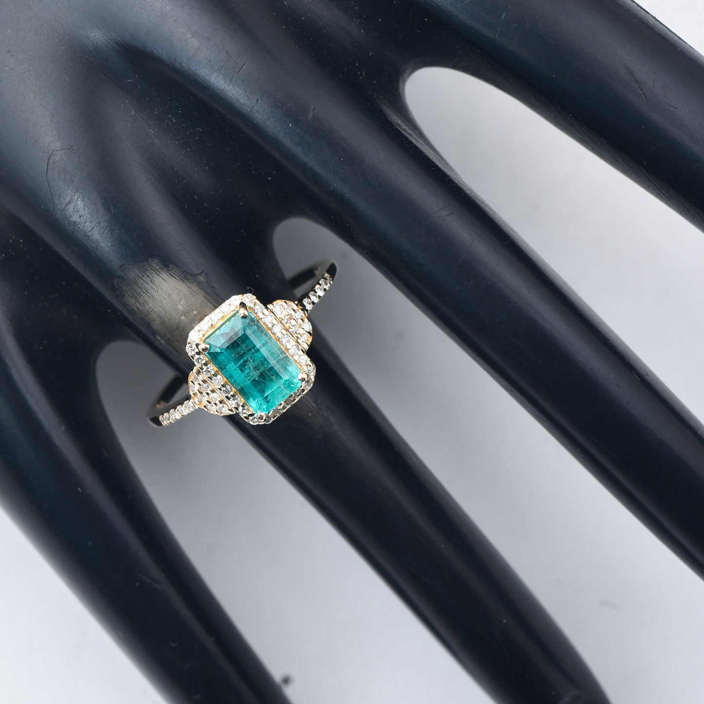 1.43 Ct Octagon Step Cut Natural Emerald 14K Gold Ring