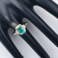 1.43 Ct Octagon Step Cut Natural Emerald 14K Gold Ring