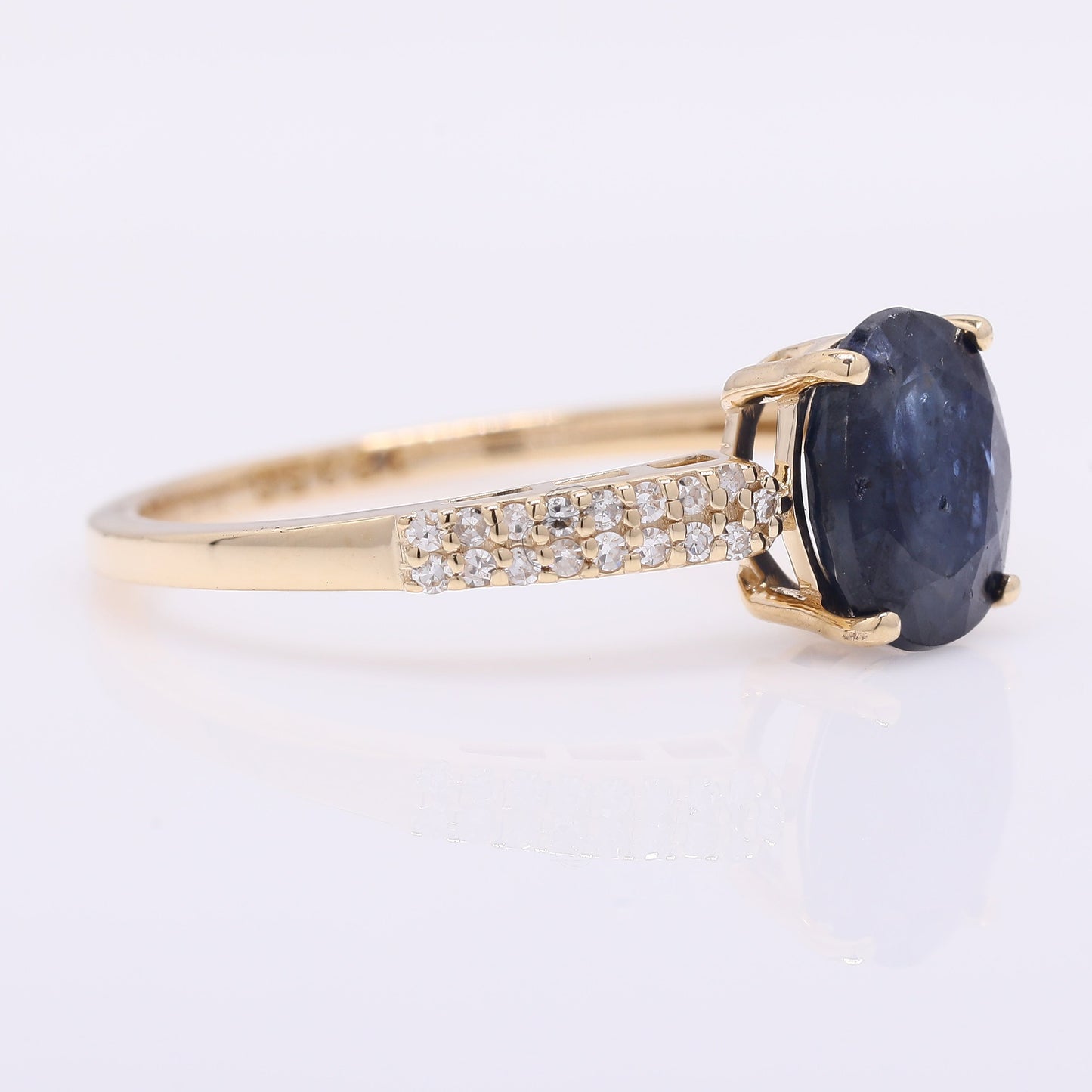 1.85 Ct Oval Mixed Cut Natural Sapphire 14K Gold Ring