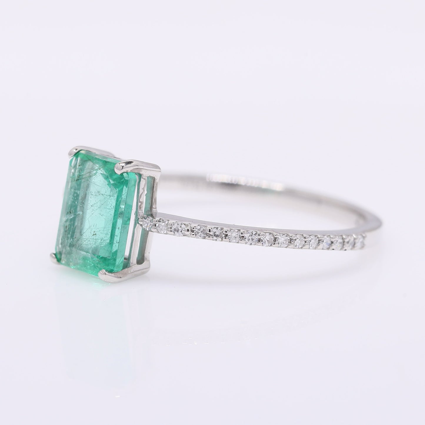 1.17 Ct Octagon Step Cut Natural Emerald 950 Platinum Ring