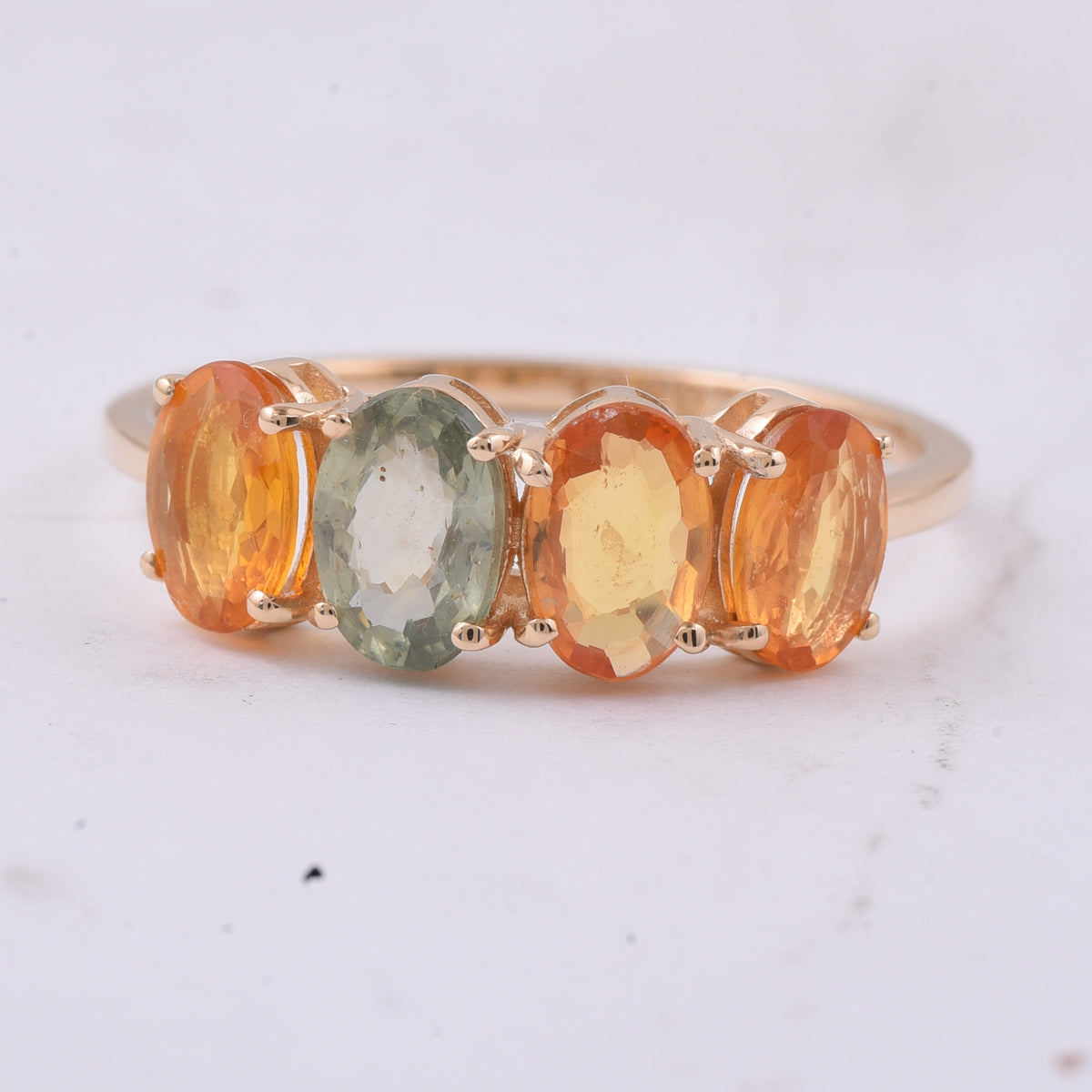 1.79 Ct Oval, Pear Natural Multi-Coloured Sapphire 14K Gold Ring