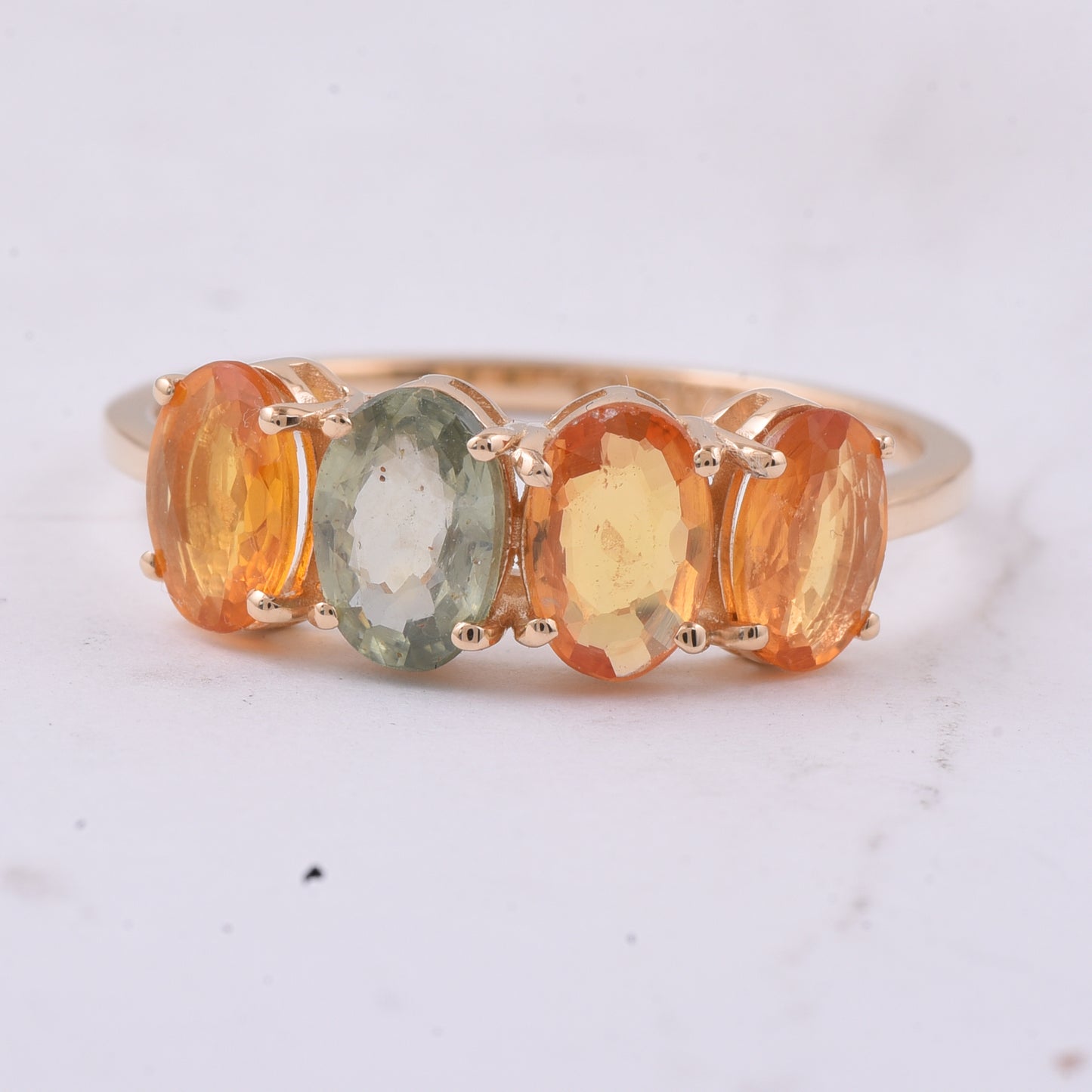 1.79 Ct Oval, Pear Natural Multi-Coloured Sapphire 14K Gold Ring