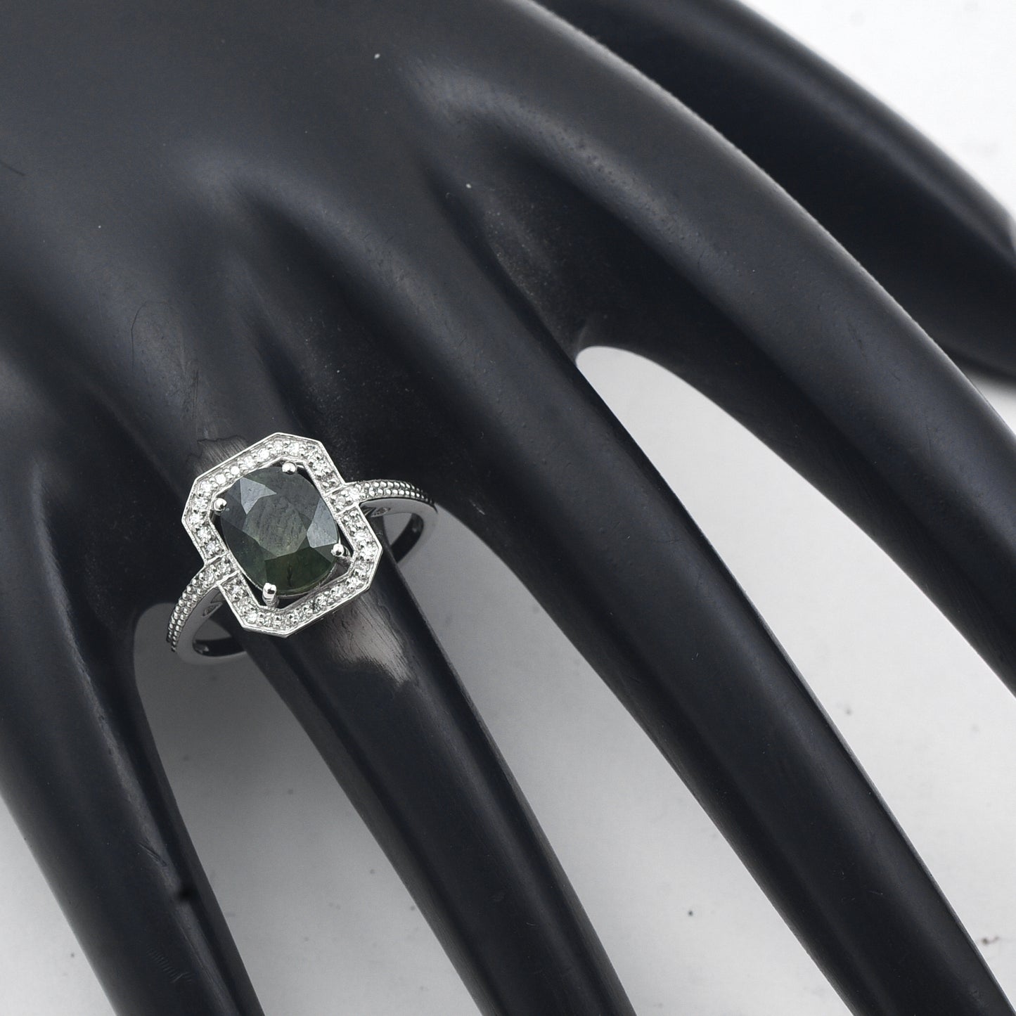 2.82 Ct Oval Mixed Cut Natural Green Sapphire 950 Platinum Ring