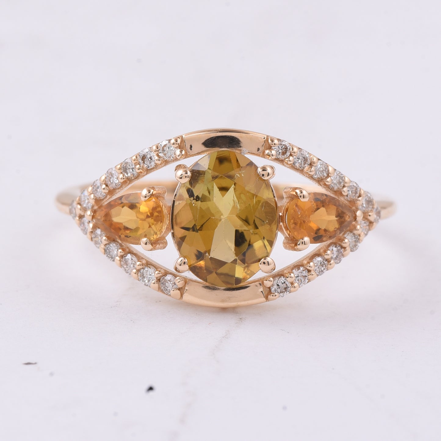 1.67 Ct Oval, Pear Natural Tourmaline 14K Gold Ring