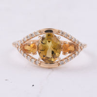 1.67 Ct Oval, Pear Natural Tourmaline 14K Gold Ring