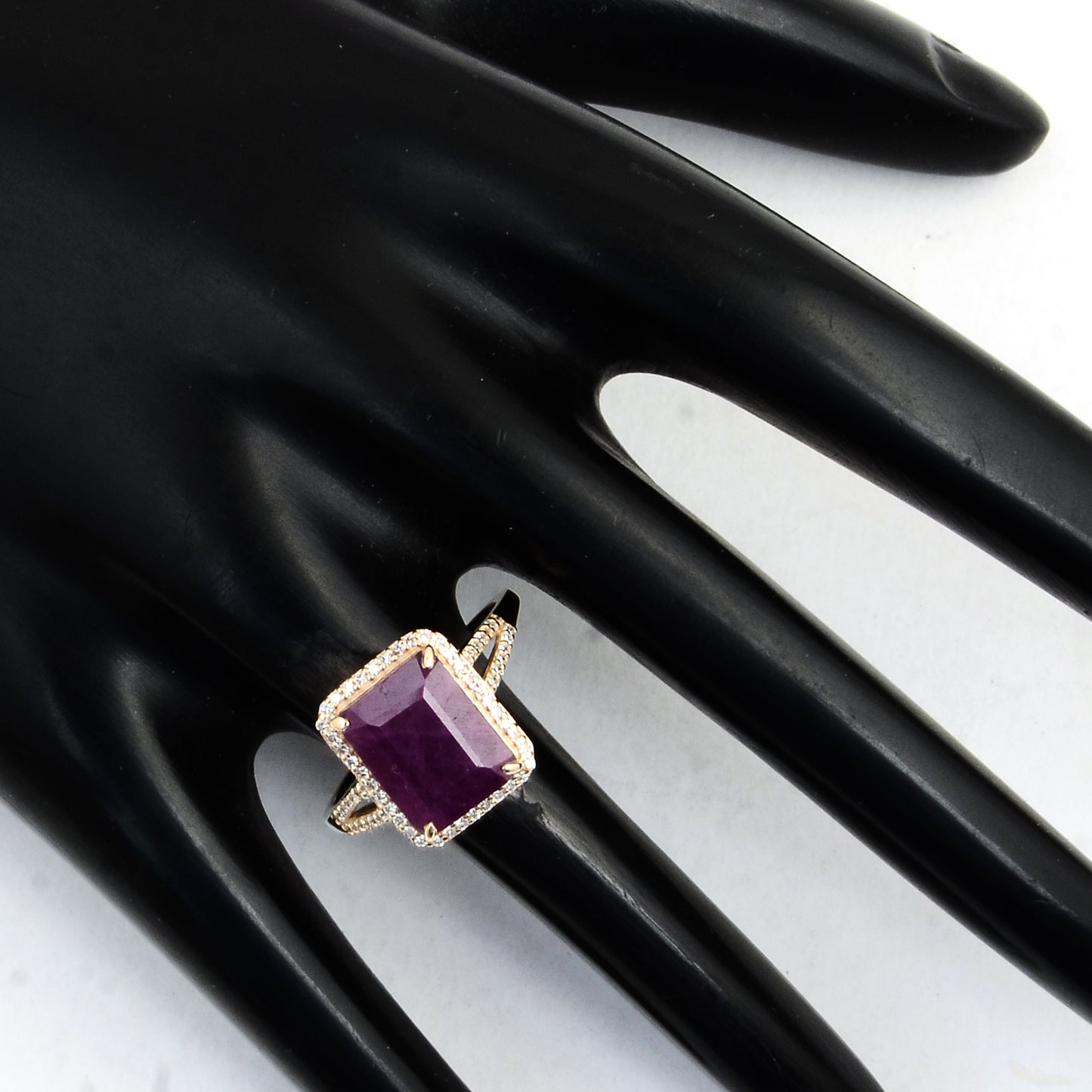 5.32 Ct Emerald Cut Natural Corundum Ruby 14K Gold Ring