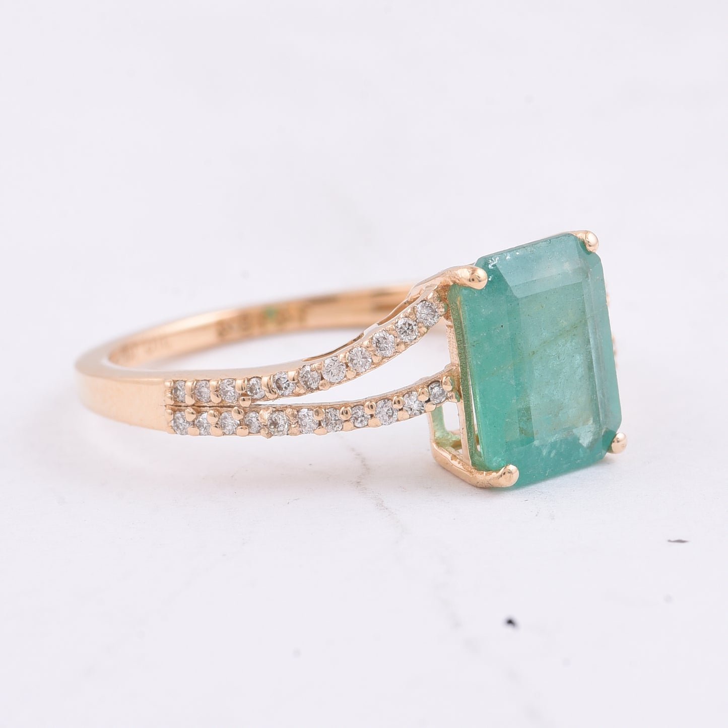 1.91 Ct Octagon Step Cut Natural Emerald 14K Gold Ring