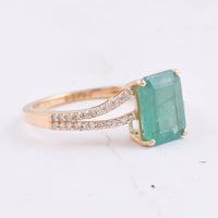1.91 Ct Octagon Step Cut Natural Emerald 14K Gold Ring