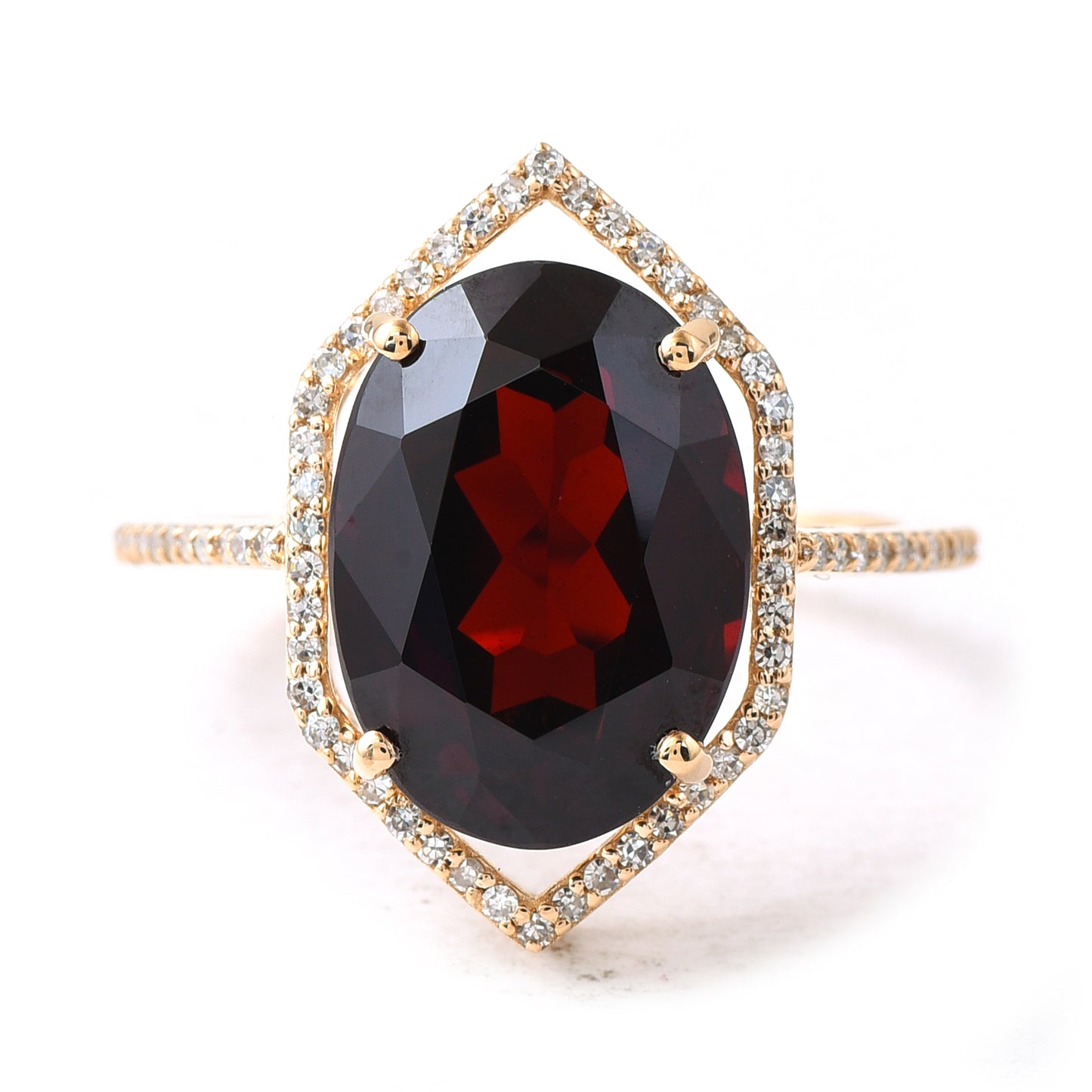 2.30 Ct Oval Mixed Cut Natural Garnet 14K Gold Ring