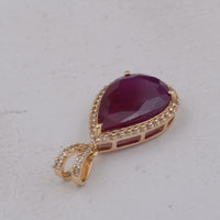 3.49 Ct Pear Ruby 9K Gold Pendant