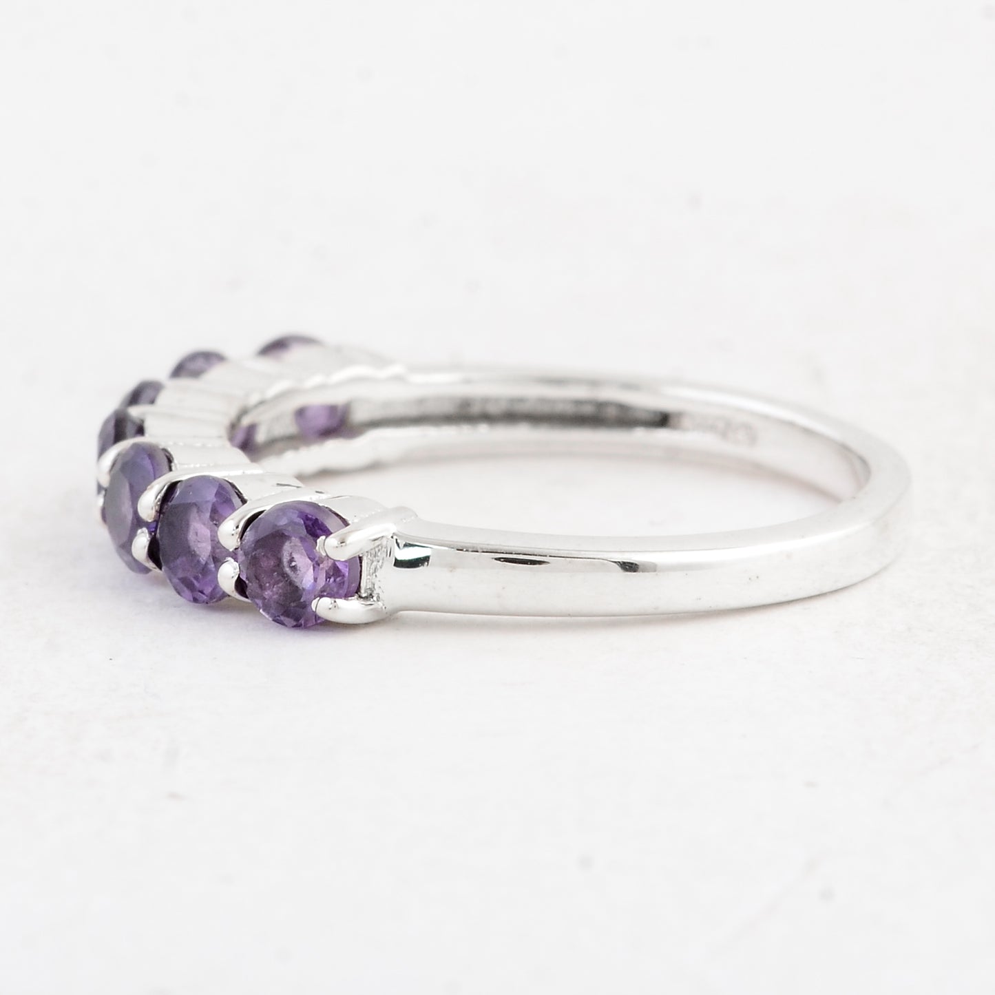 1.08 Ct Round Amethyst 925 Sterling Silver Ring