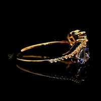 1.00 Ct Pear Tanzanite 14K Gold Ring