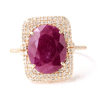 6.98 Ct Oval Mixed Cut Natural Corundum Ruby 14K Gold Ring