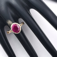3.62 Ct Oval Mixed Cut Natural Ruby 14K Gold Ring