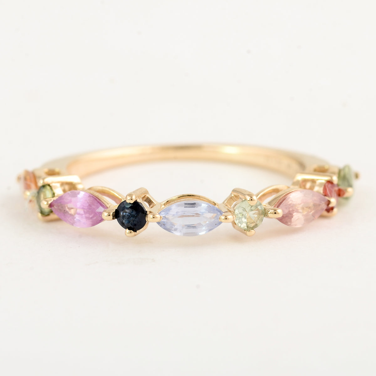 1.18 Ct Pear Multi Sapphire 14K Gold Ring