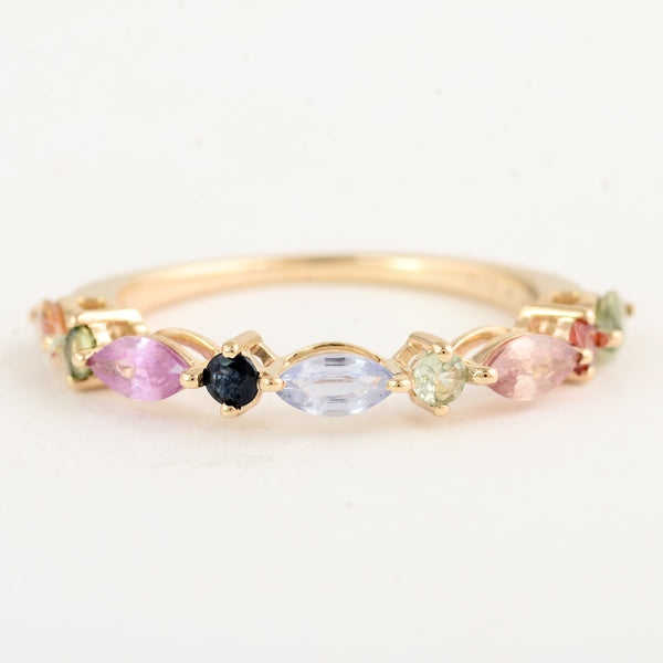 1.18 Ct Pear Multi Sapphire 14K Gold Ring