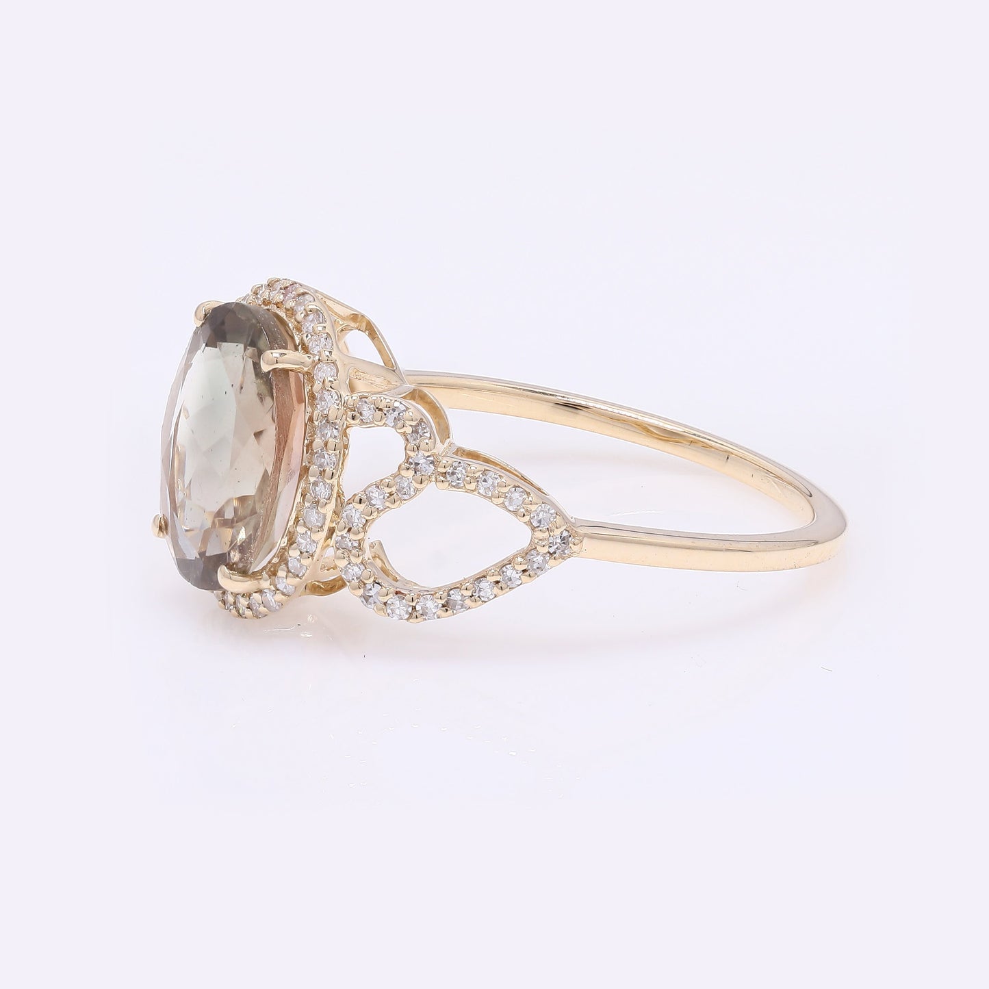 2.48 Ct Oval Mixed Cut Natural Plagioclase Feldspar Sunstone 14K Gold Ring