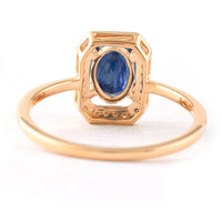 1.62 Ct Oval Mixed Cut Natural Sapphire 14K Gold Ring