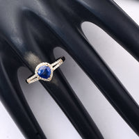 0.91 Ct Pear Mixed Cut Natural Sapphire 14K Gold Ring