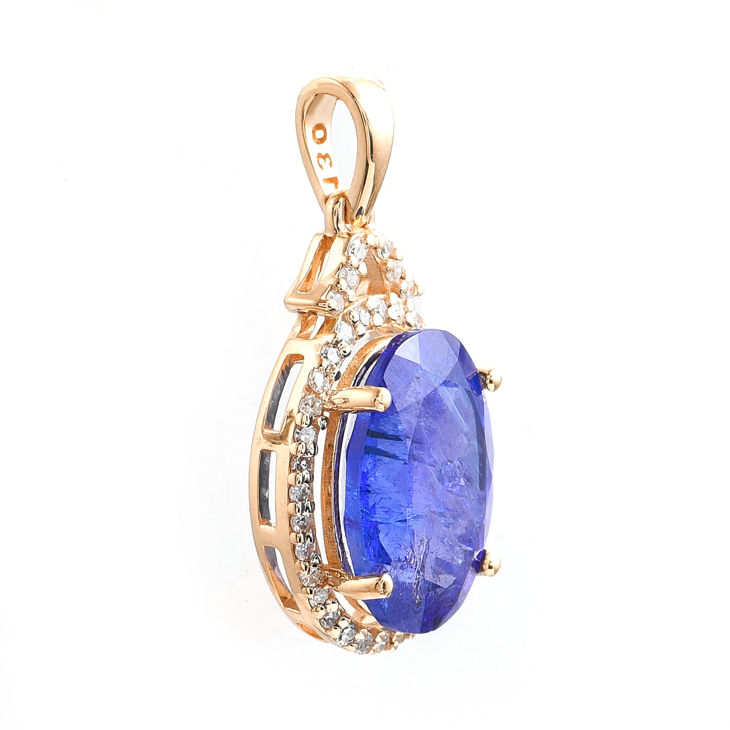 3.15 Ct Oval Mixed Cut Natural Tanzanite 14K Gold Pendant
