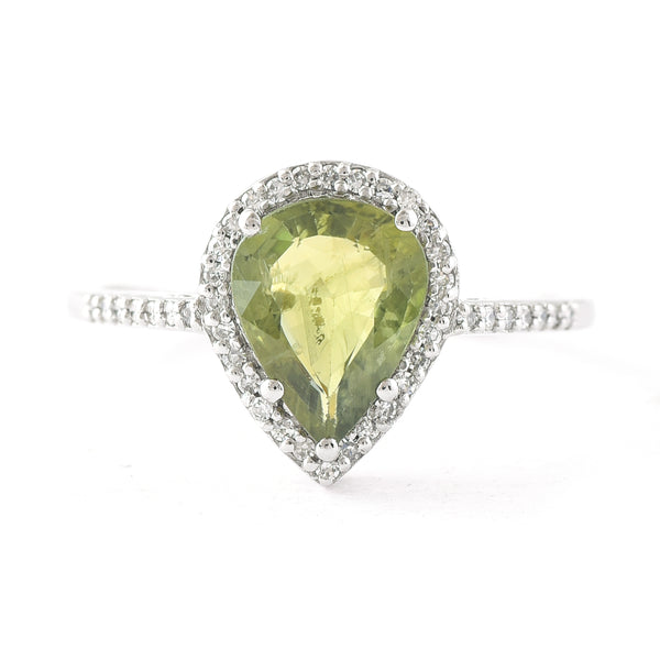 1.78 Ct Pear Mixed Cut Natural Green Sapphire 950 Platinum Ring