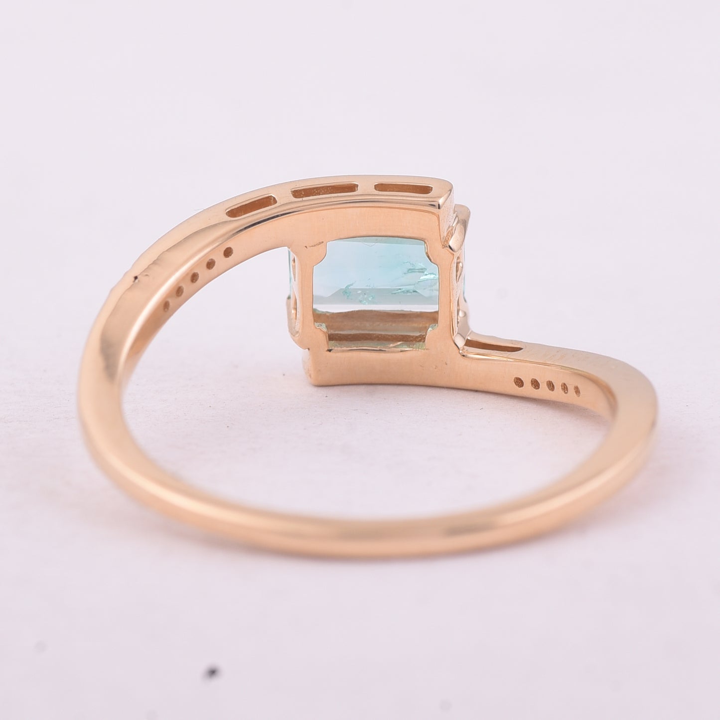 0.79 Ct Octagon Step Cut Natural Emerald 14K Gold Ring