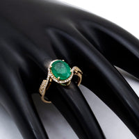 2.35 Ct Oval Natural Emerald 14K Gold Ring
